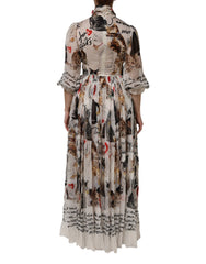 Robe longue Dolce &amp; Gabbana en soie à imprimé animal multicolore Ascot