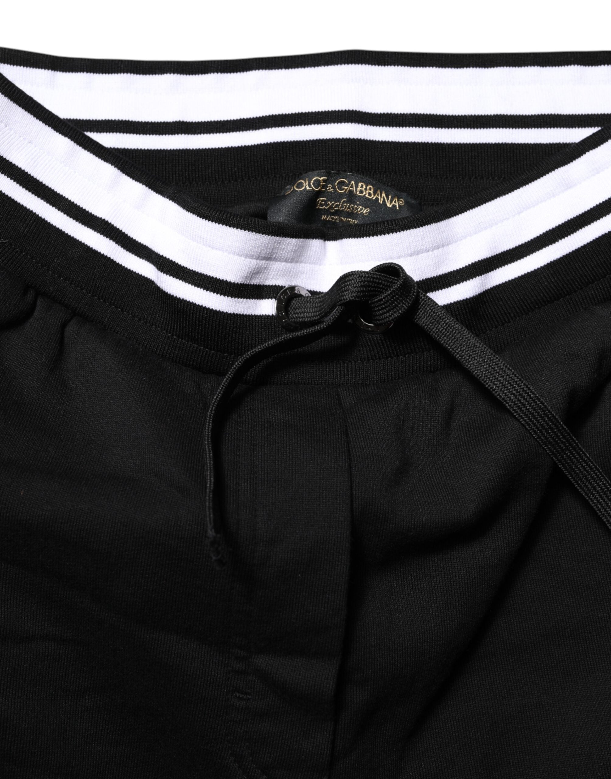 Dolce &amp; Gabbana Schwarze Jogginghose aus Baumwolle mit mittelhohem Bund