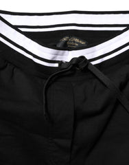 Dolce &amp; Gabbana Schwarze Jogginghose aus Baumwolle mit mittelhohem Bund
