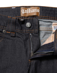 Jean John Galliano bleu taille mi-haute en coton à jambes larges