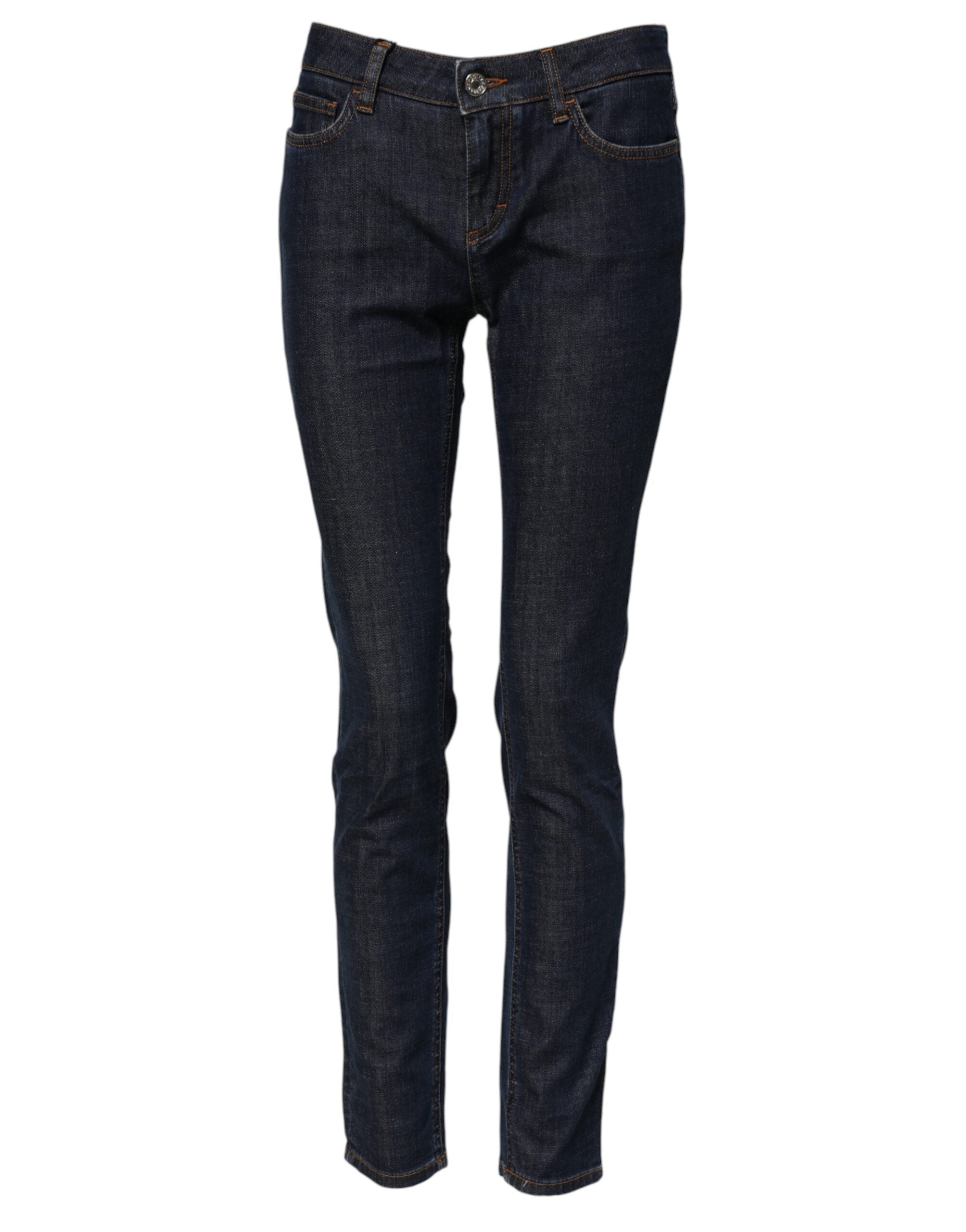 Jean skinny bleu en coton Dolce &amp; Gabbana taille mi-haute