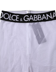 Dolce &amp; Gabbana Leggings aus grauem Nylon mit DG-Logo und mittelhohem Bund