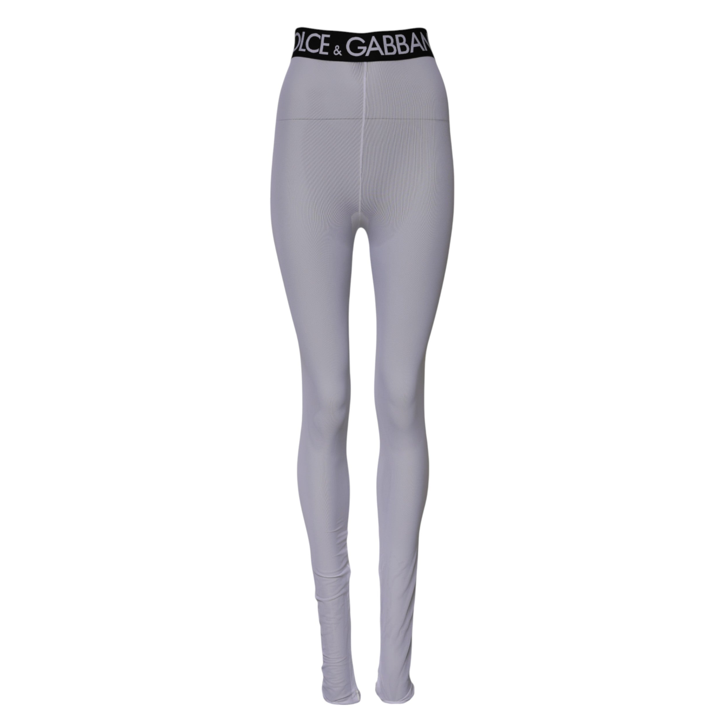 Dolce &amp; Gabbana Leggings aus grauem Nylon mit DG-Logo und mittelhohem Bund