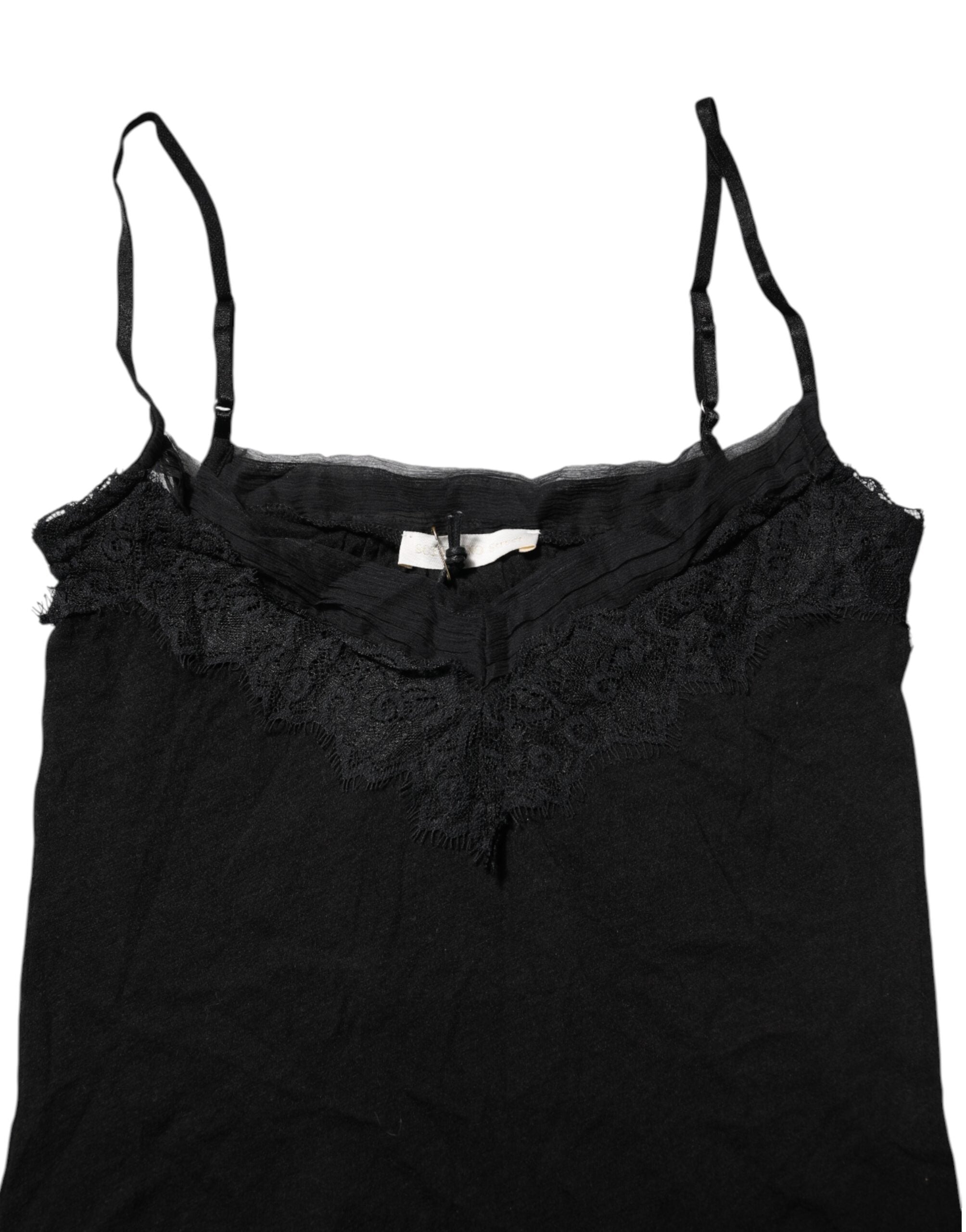 Débardeur sans manches en laine noire à col carré Scervino Street