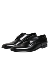 Dolce & Gabbana Black Leather Lace Up Derby Men Dress Shoes