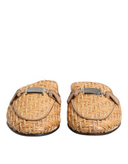 Sandales plates Dolce &amp; Gabbana en rotin beige pour homme