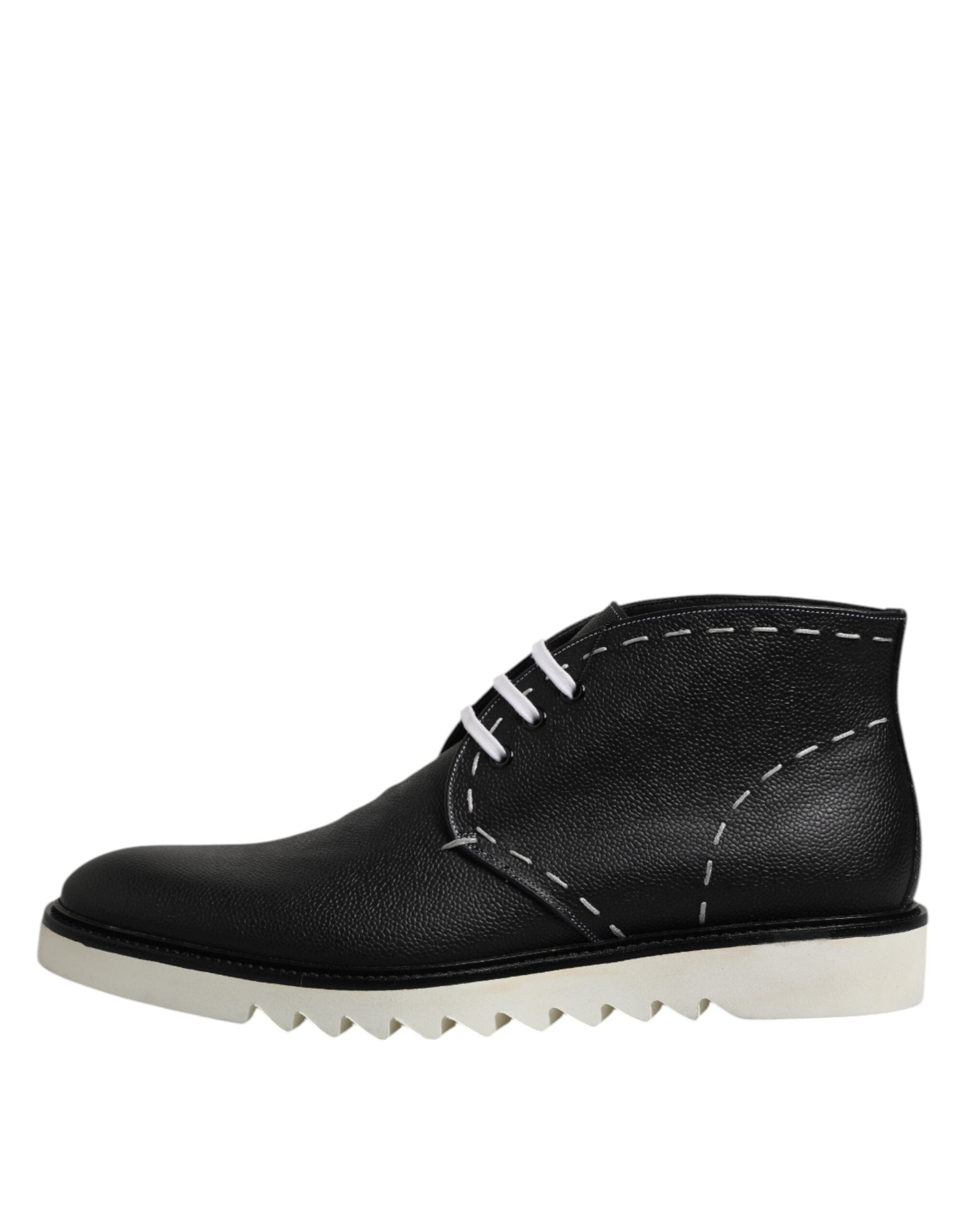 Bottines Dolce &amp; Gabbana en cuir noir et blanc