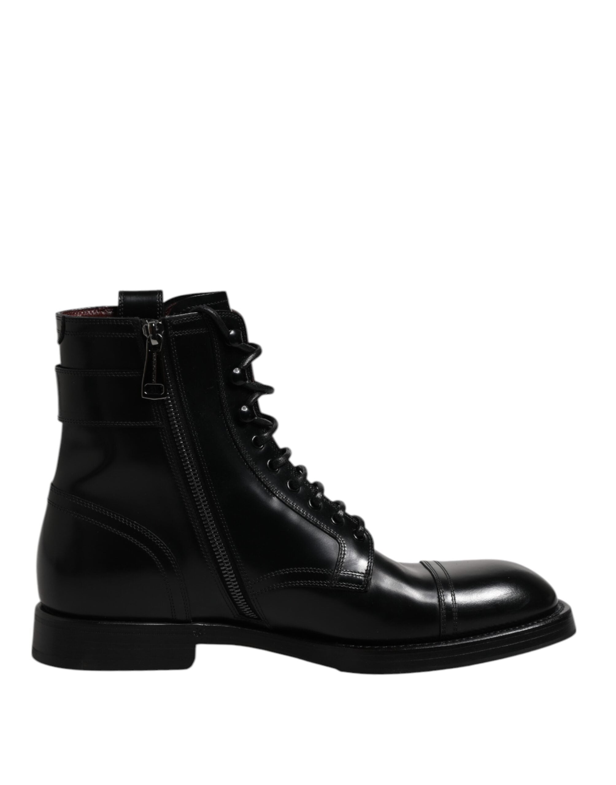 Bottes Dolce &amp; Gabbana en cuir noir mi-mollet à lacets