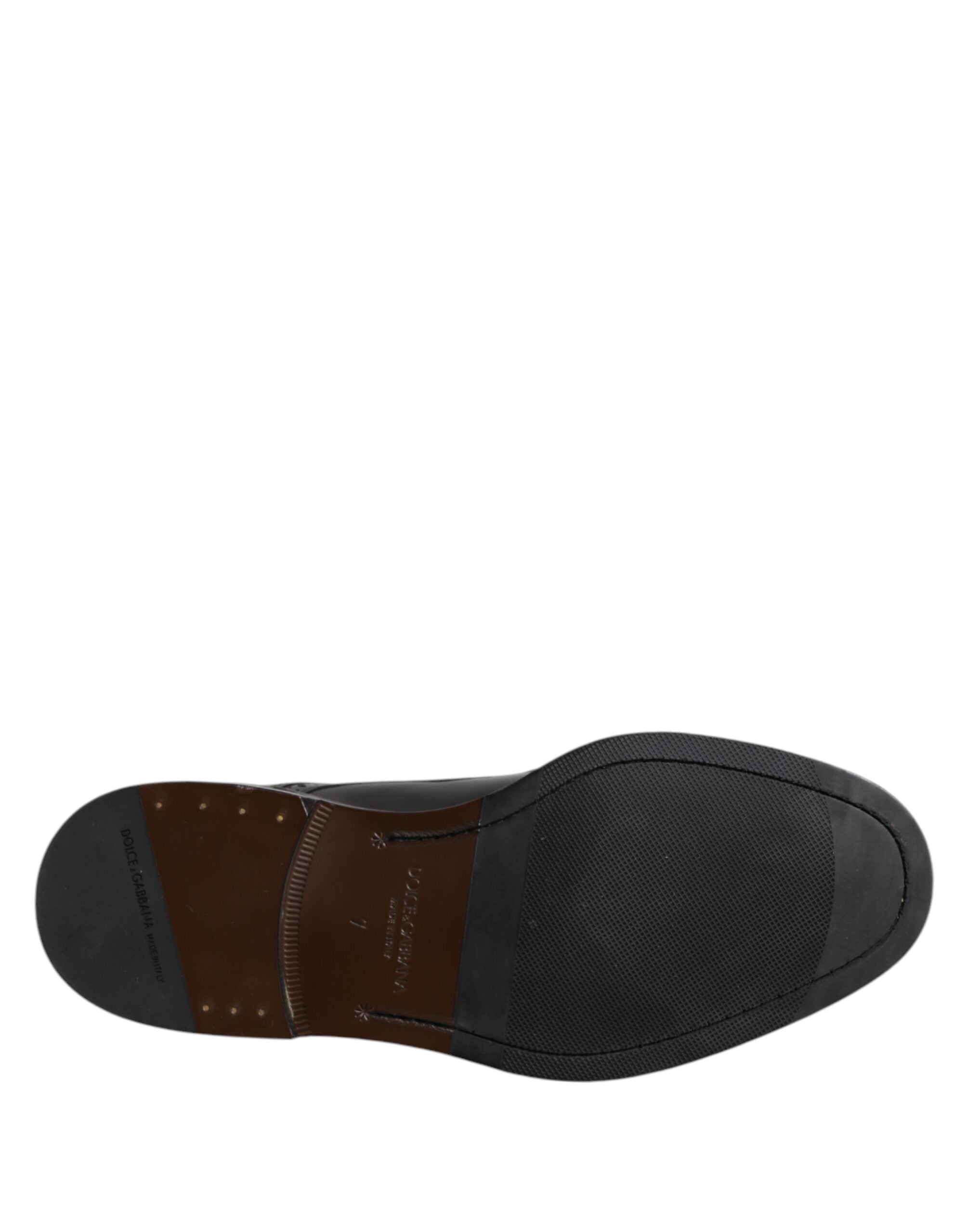 Chaussures habillées Dolce &amp; Gabbana Derby à bout golf en cuir noir