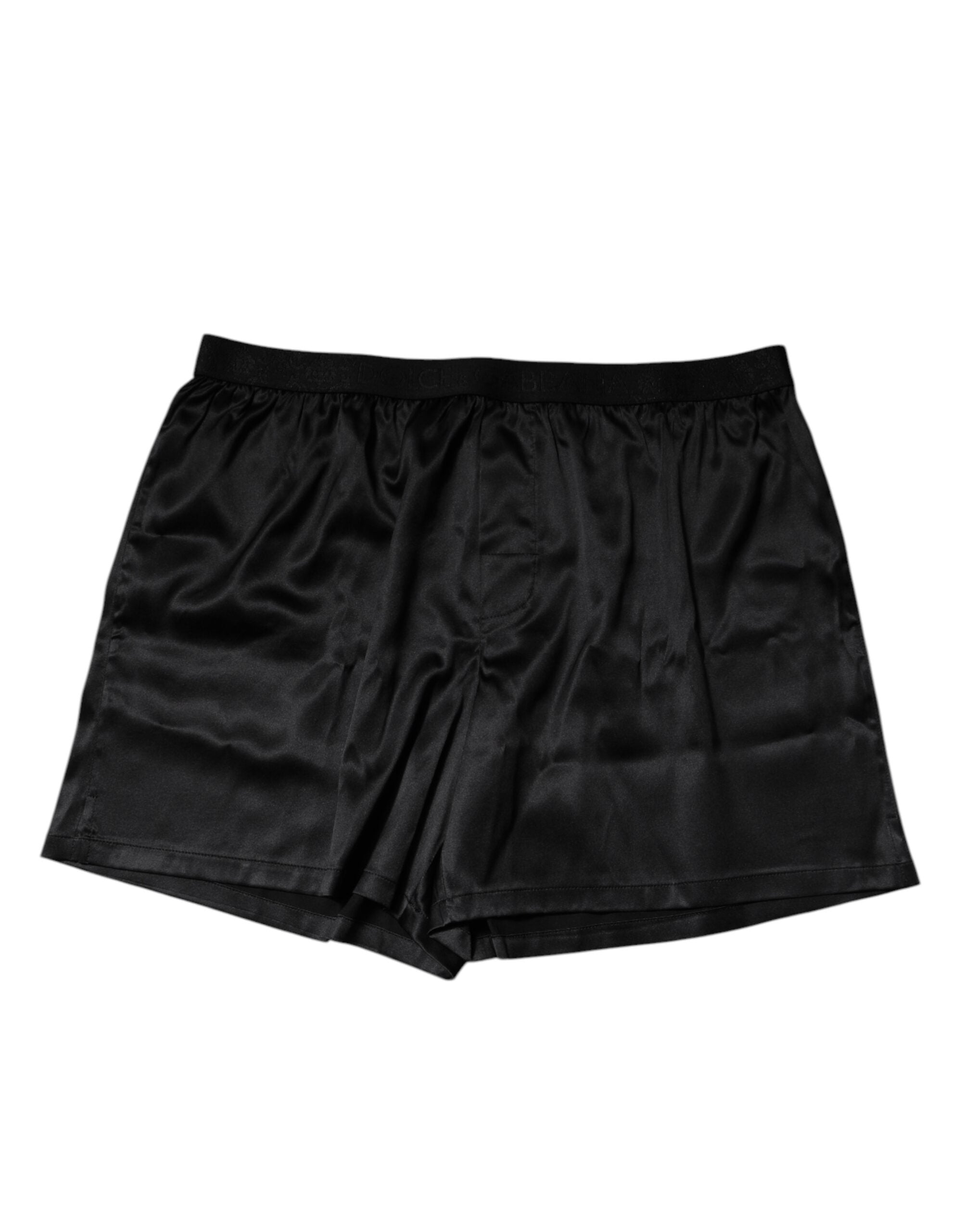Dolce &amp; Gabbana Schwarze Seiden-Boxershorts für Herren, reguläre Größe, Unterwäsche