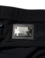 Dolce & Gabbana Black Logo Plaque Men Beachwear Brief Swimwear