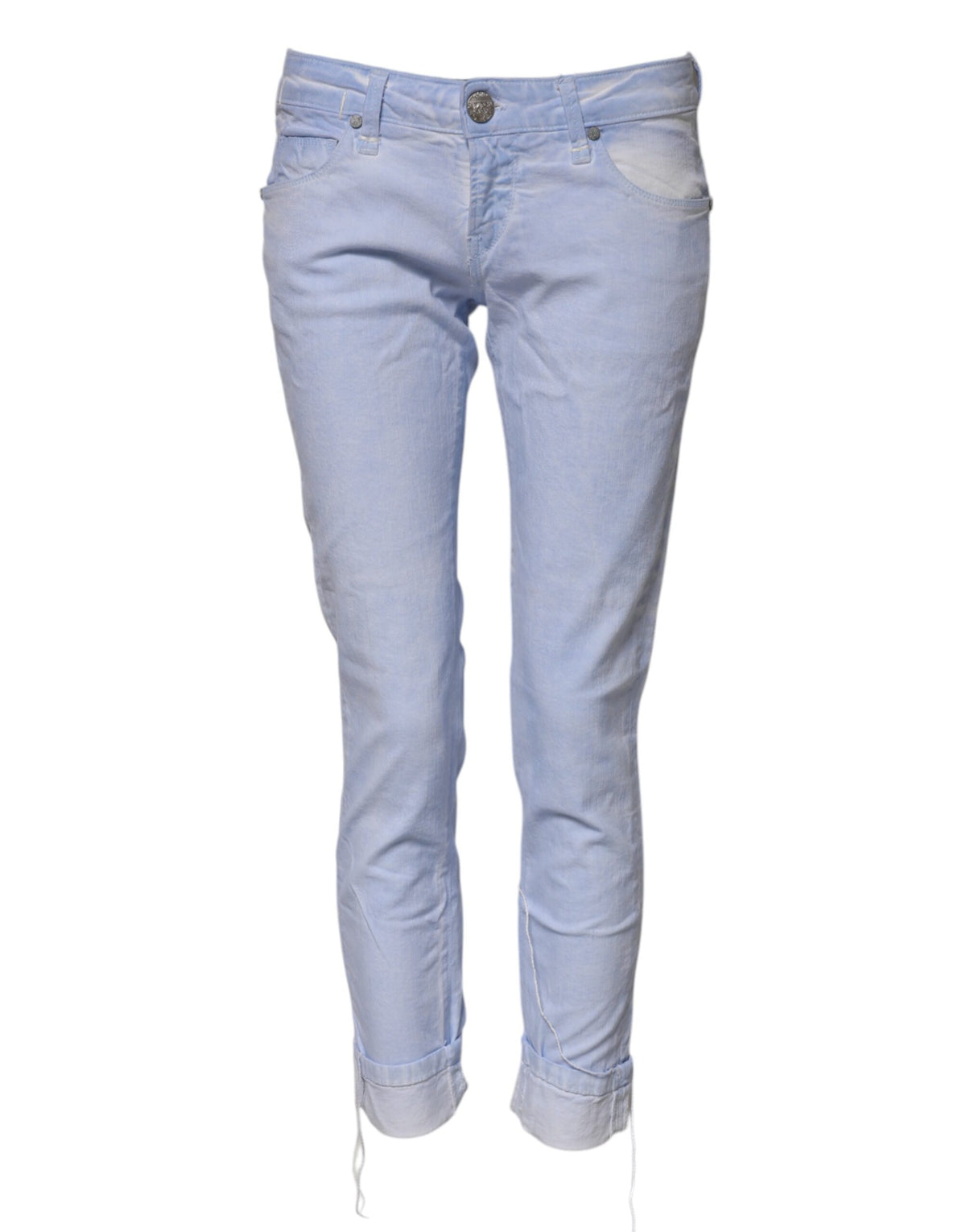 Jean en denim bleu clair Acht, coupe slim, taille basse, en coton.