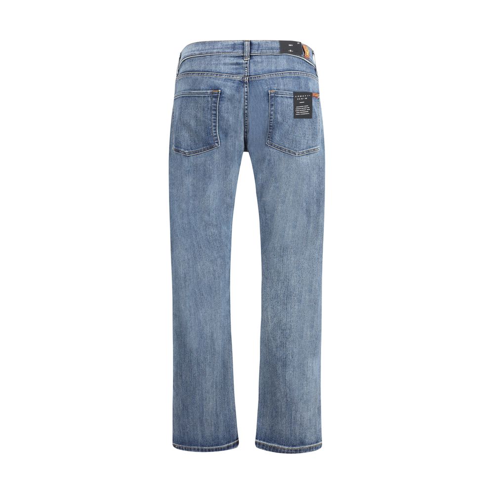 7FOR Blue Cotton Straight-Leg Jeans