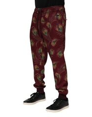Pantalon de jogging Dolce &amp; Gabbana bordeaux à imprimé plumes de paon