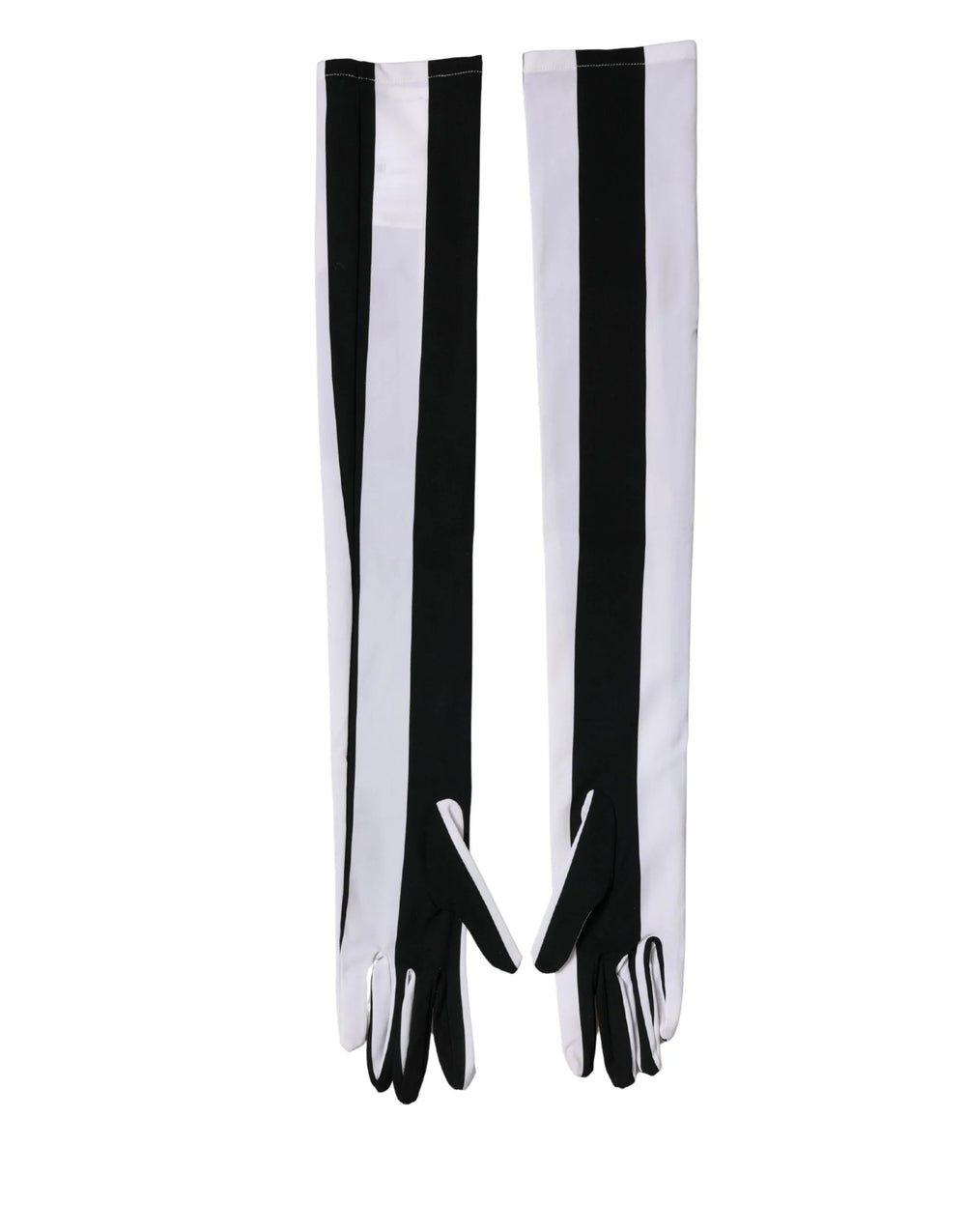 Dolce & Gabbana Black White Stripes Nylon Elbow Length Women Gloves - 7|S