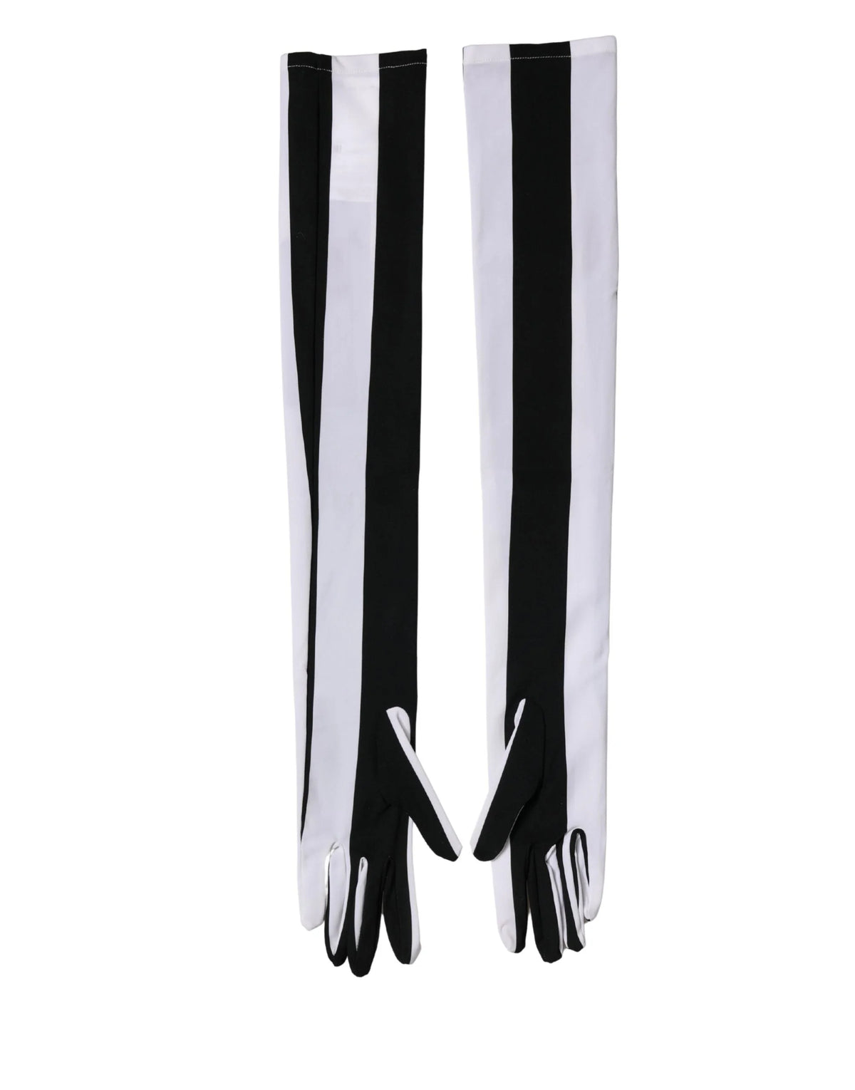 Dolce & Gabbana Black White Stripes Nylon Elbow Length Women Gloves - 7|S