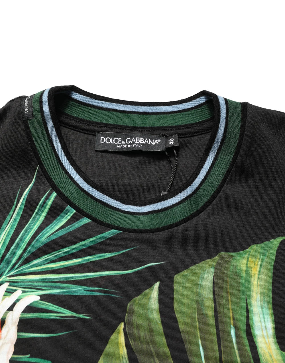Dolce & Gabbana Black Bird Print Cotton Men Crew Neck T-shirt