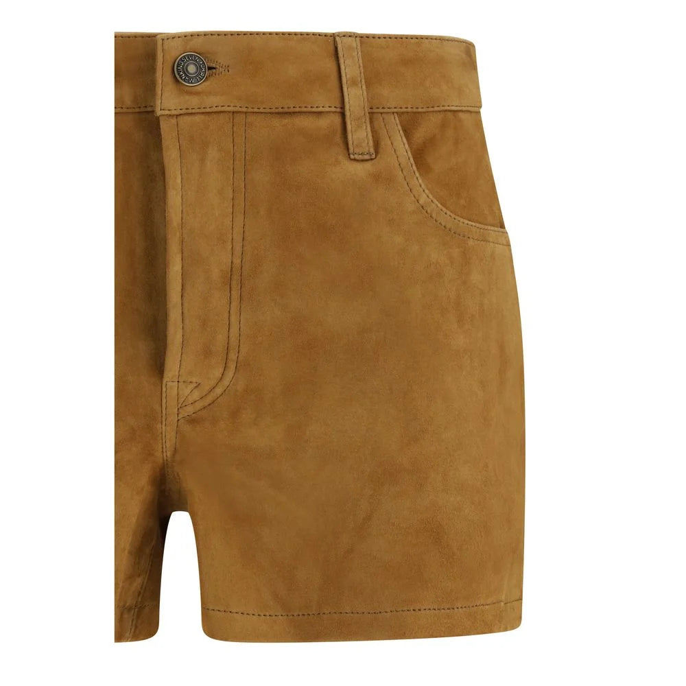 7FOR Beige Camel Hair Bermuda Shorts