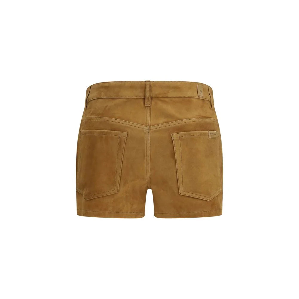 7FOR Beige Camel Hair Bermuda Shorts