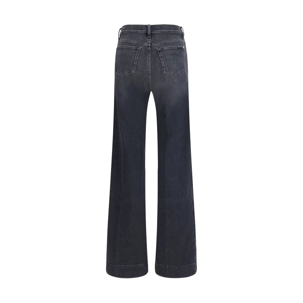 7FOR Black Cotton Flared Jeans - 26
