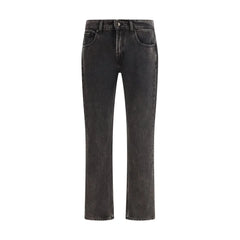 7FOR Black Cotton Straight-Leg Jeans