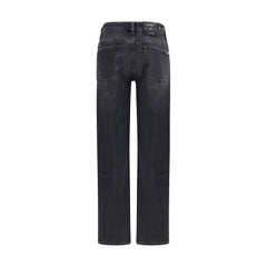 7FOR Black Cotton Straight-Leg Jeans