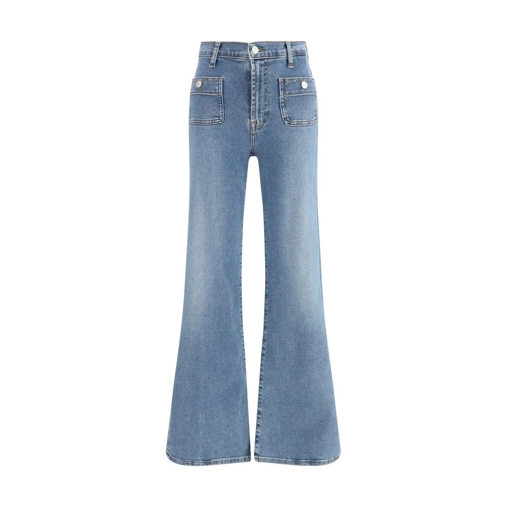 7FOR Blue Cotton Flared Jeans