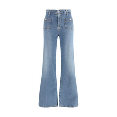 7FOR Blue Cotton Flared Jeans