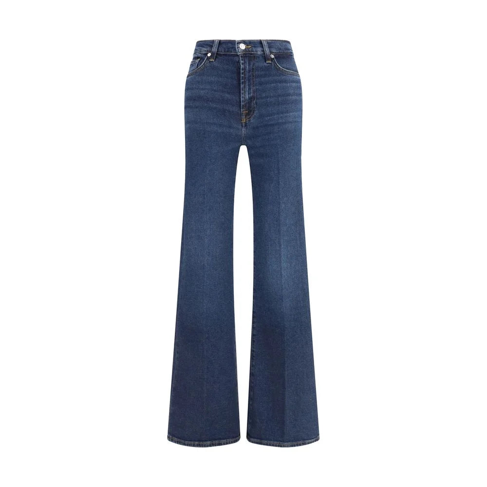 7FOR Blue Cotton Flared Jeans