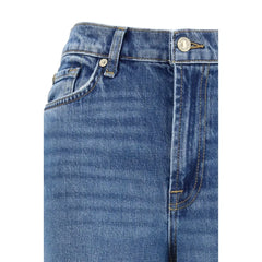 7FOR Blue Cotton Flared Jeans
