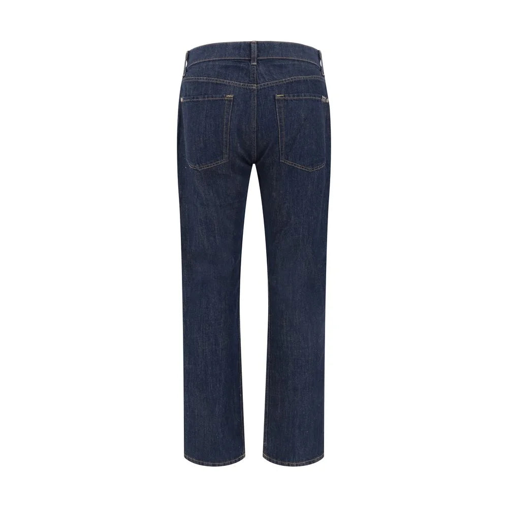 7FOR Blue Cotton Straight-Leg Jeans - W32