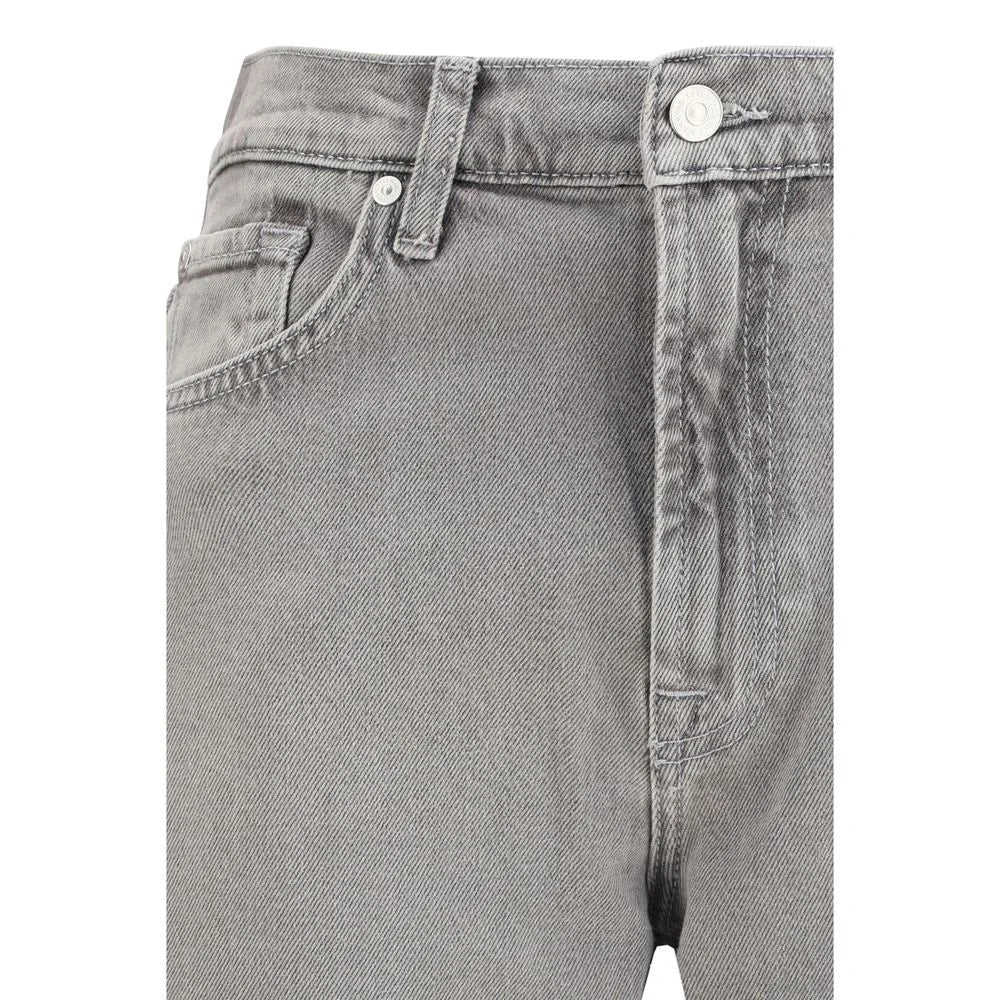 7FOR Gray Cotton Relaxed Fit Jeans