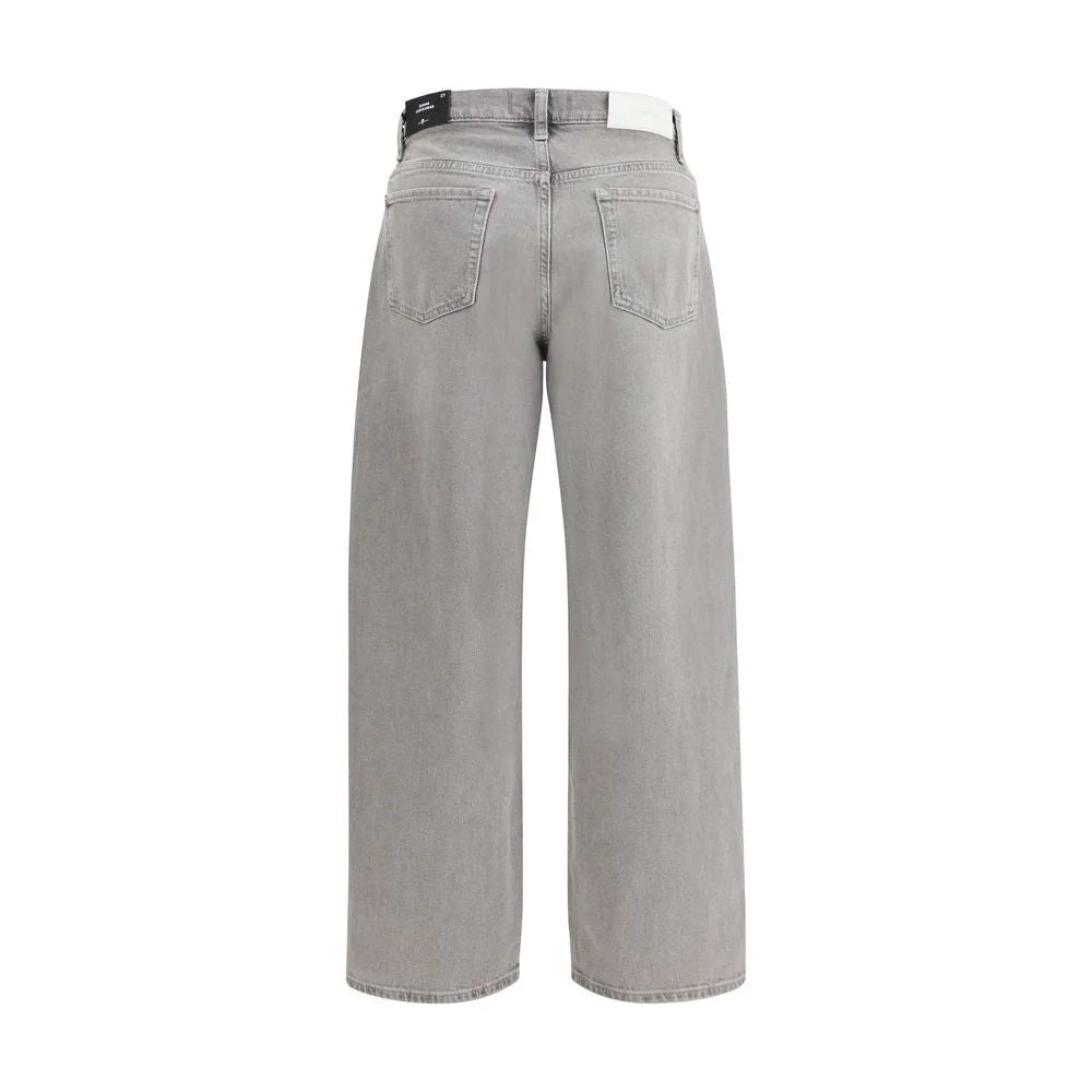 7FOR Gray Cotton Relaxed Fit Jeans