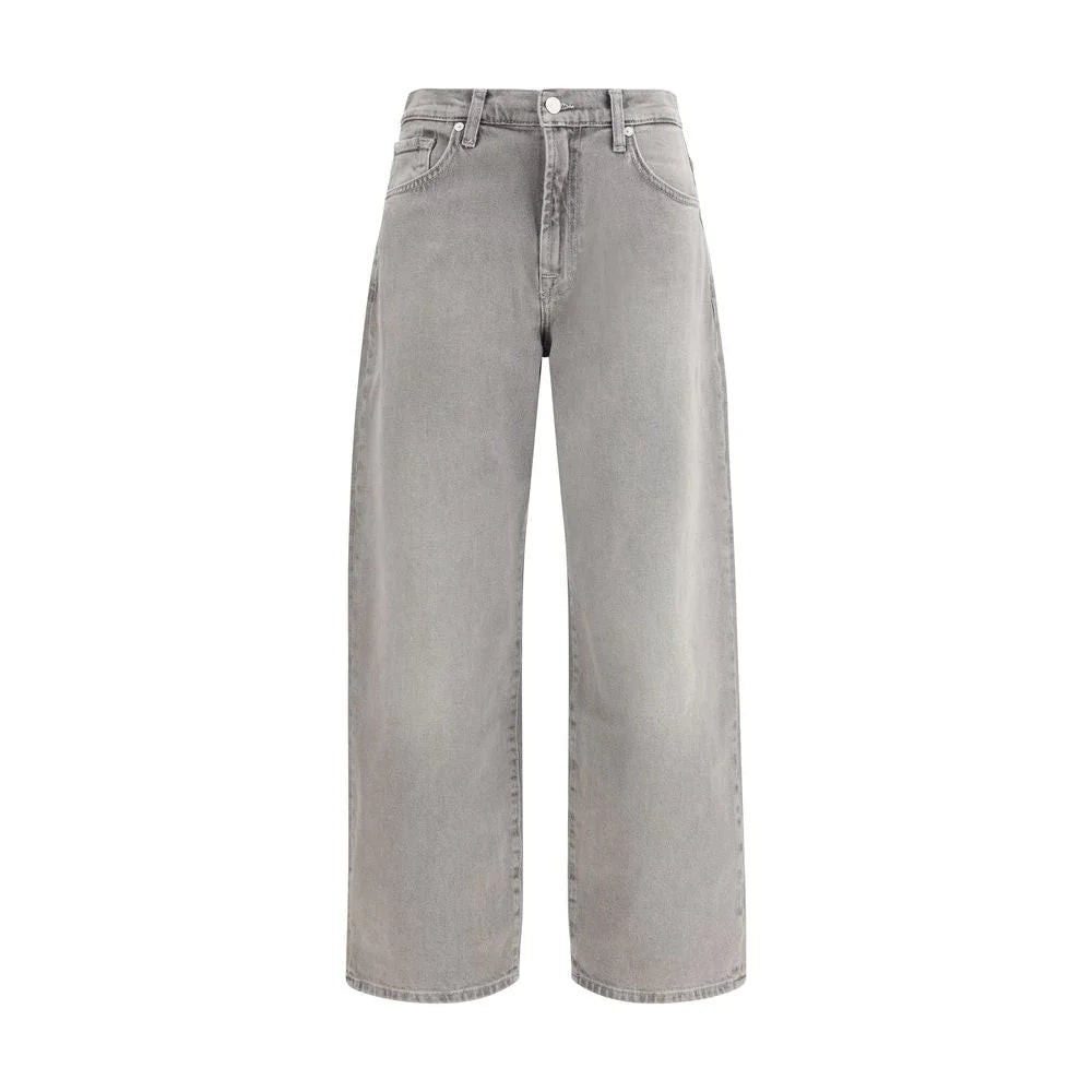 7FOR Gray Cotton Relaxed Fit Jeans