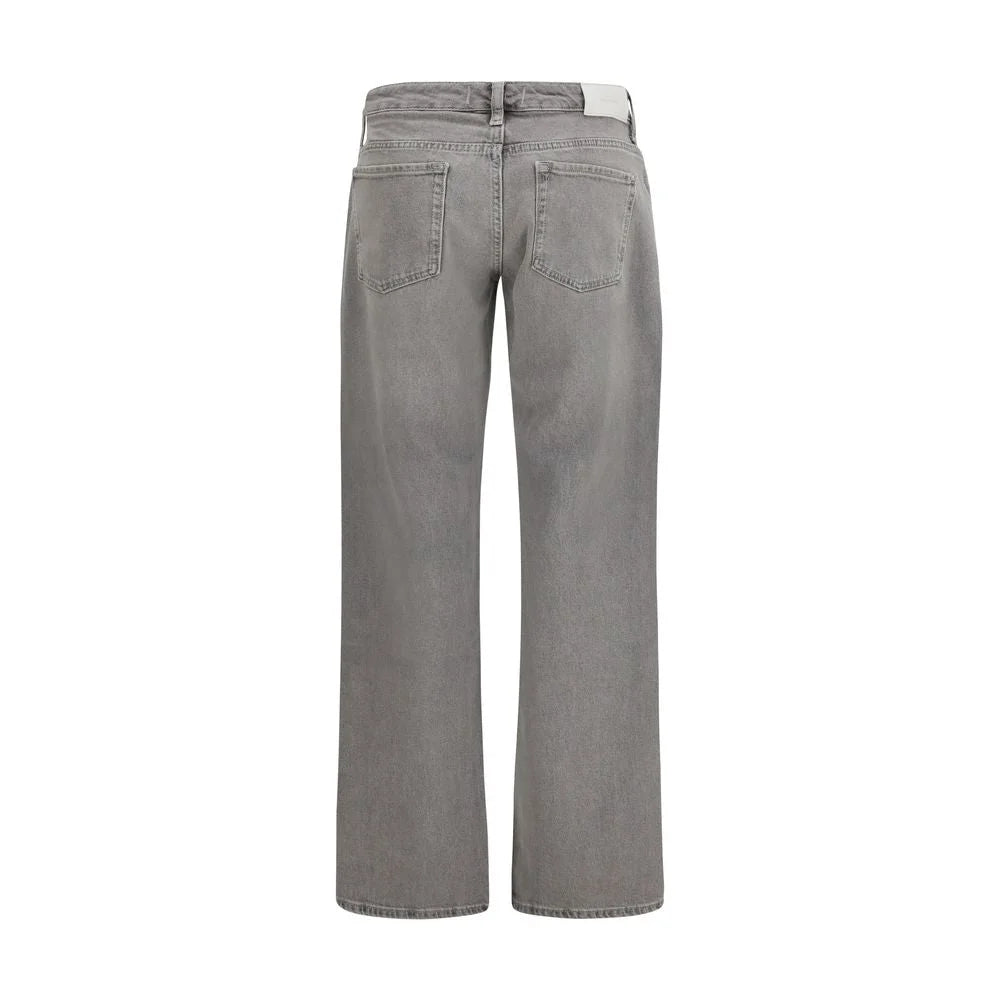 7FOR Gray Cotton Straight-Leg Jeans - Jeans