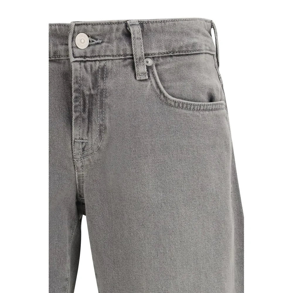 7FOR Gray Cotton Straight-Leg Jeans - Jeans