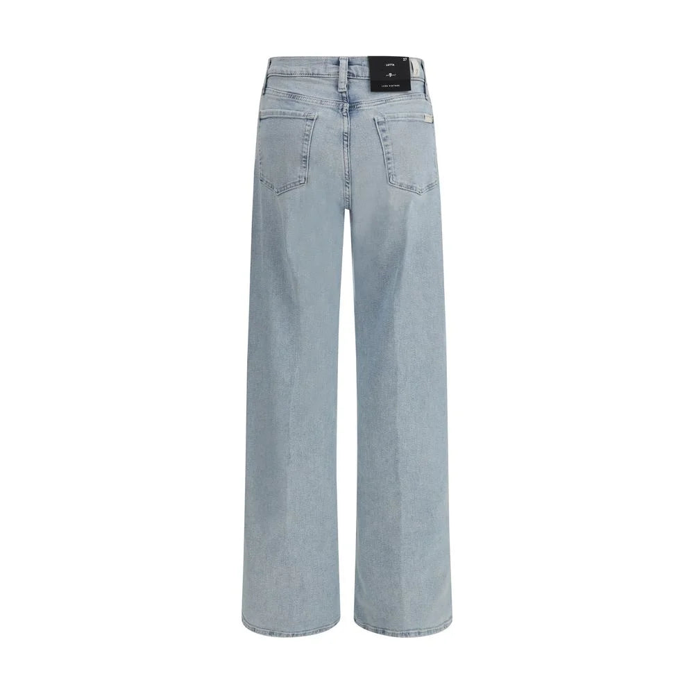 7FOR Light Blue Cotton Relaxed Fit Jeans