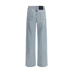 7FOR Light Blue Cotton Relaxed Fit Jeans