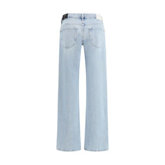 7FOR Light Blue Cotton Straight-Leg Jeans
