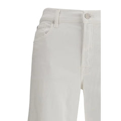 7FOR White Cotton Straight-Leg Jeans