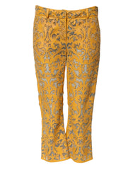Dolce &amp; Gabbana gelbe Caprihose mit Blumenmuster und mittelhohem Bund