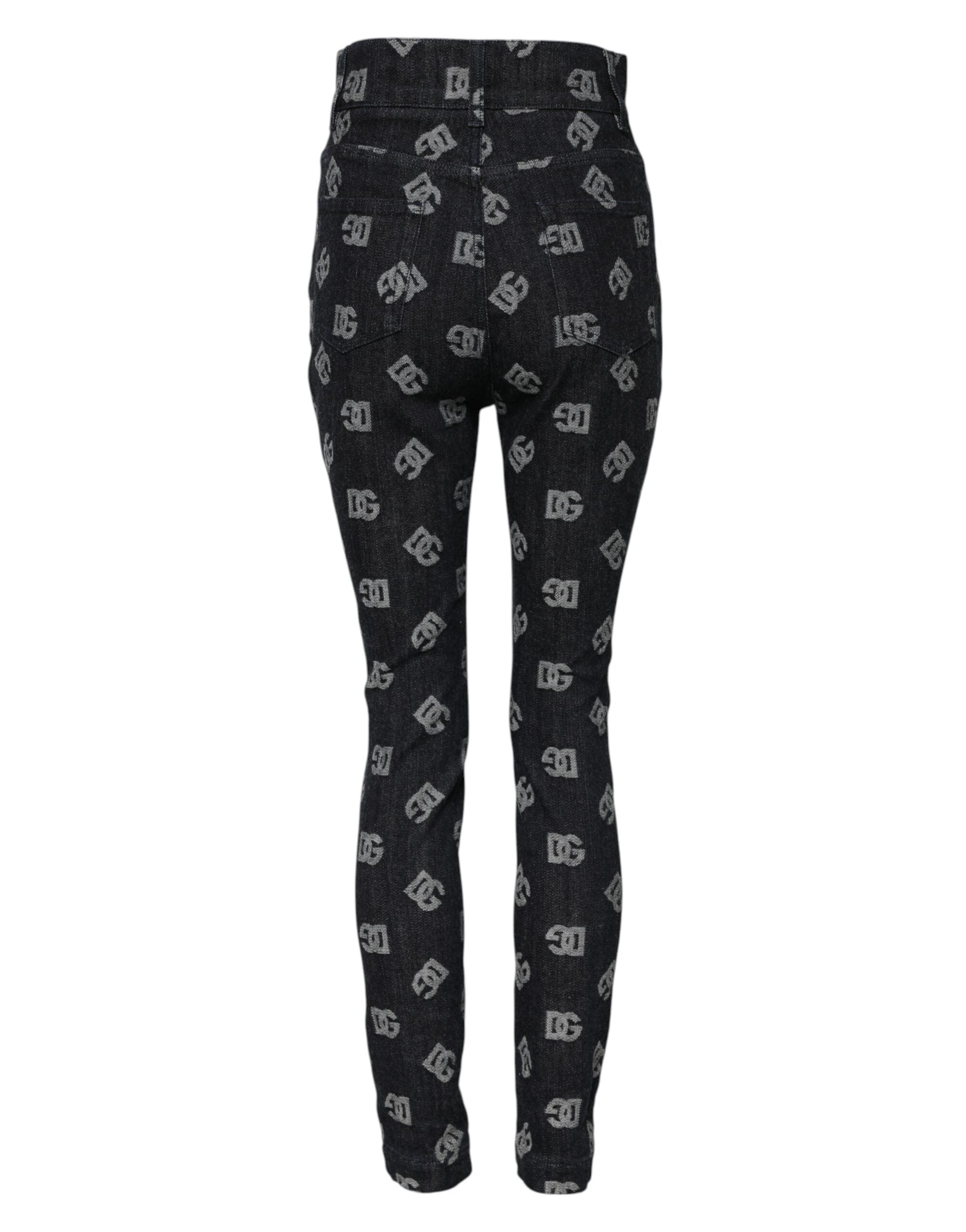 Jean skinny taille haute noir Dolce &amp; Gabbana avec logo DG
