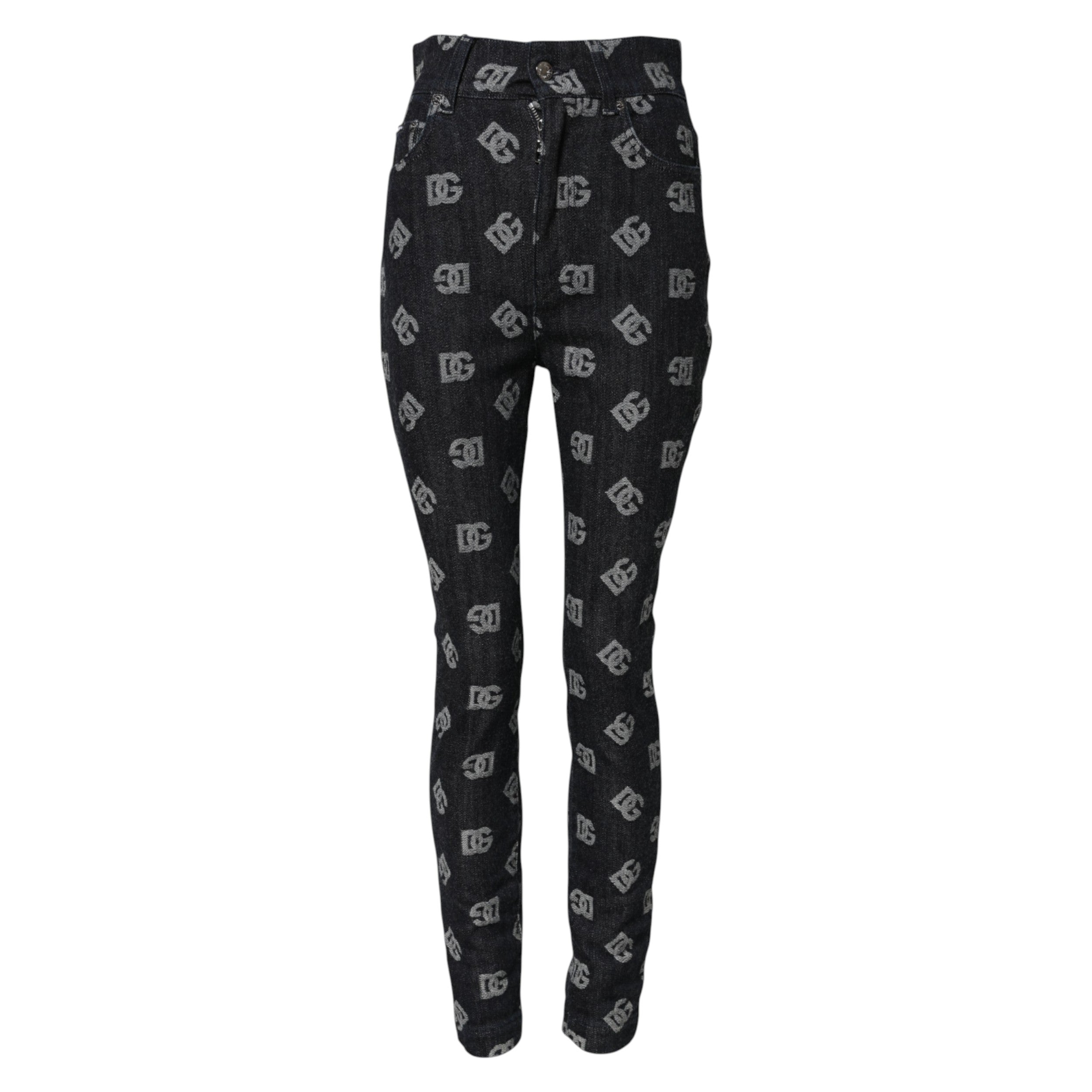 Jean skinny taille haute noir Dolce &amp; Gabbana avec logo DG