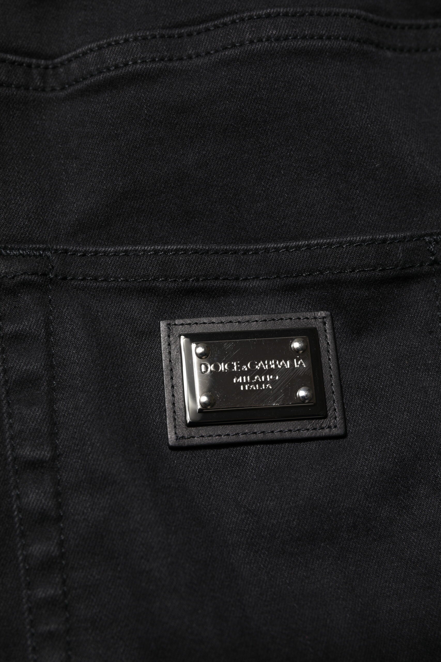 Jean skinny taille haute en coton noir Dolce &amp; Gabbana