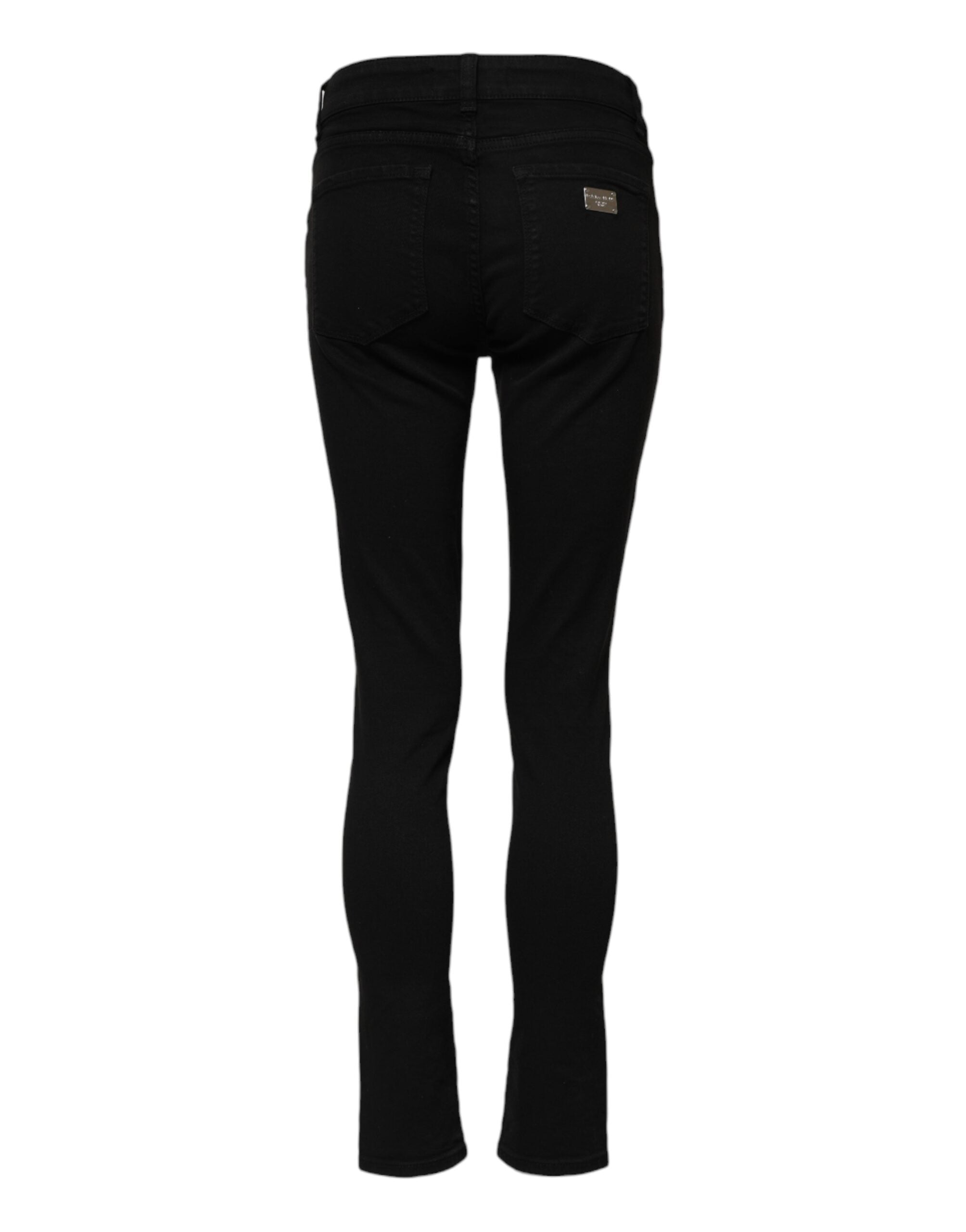Jean skinny en coton noir Dolce &amp; Gabbana taille mi-haute