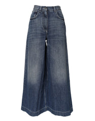 Dolce & Gabbana Blue Cotton High Waist Wide Leg Denim Jeans