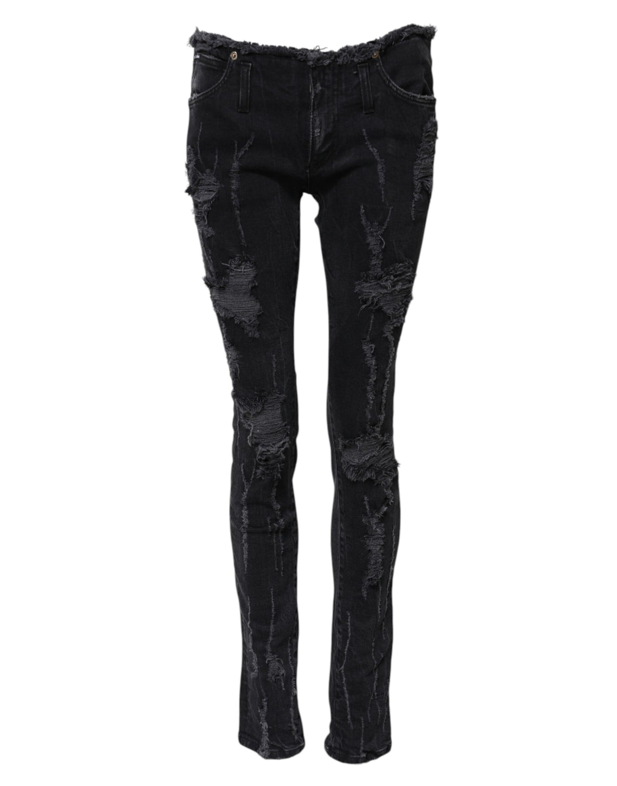 Jean skinny en coton noir déchiré Dolce &amp; Gabbana 