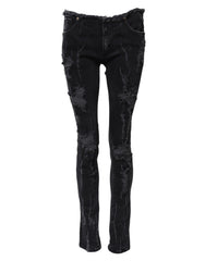 Jean skinny en coton noir déchiré Dolce &amp; Gabbana 