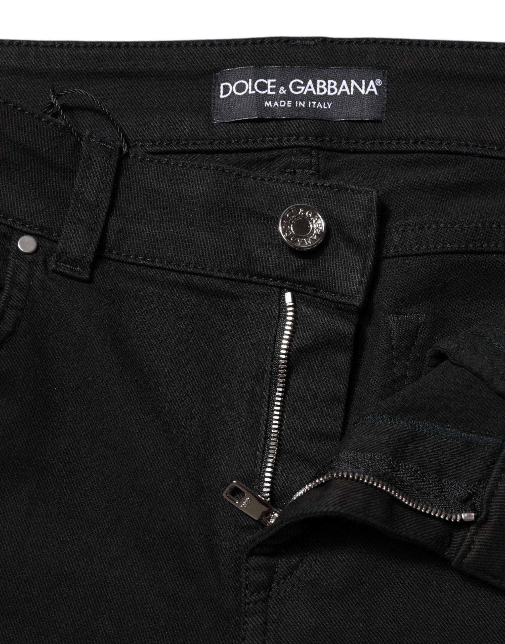 Jean skinny en coton noir Dolce &amp; Gabbana taille mi-haute