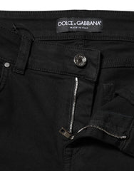 Jean skinny en coton noir Dolce &amp; Gabbana taille mi-haute